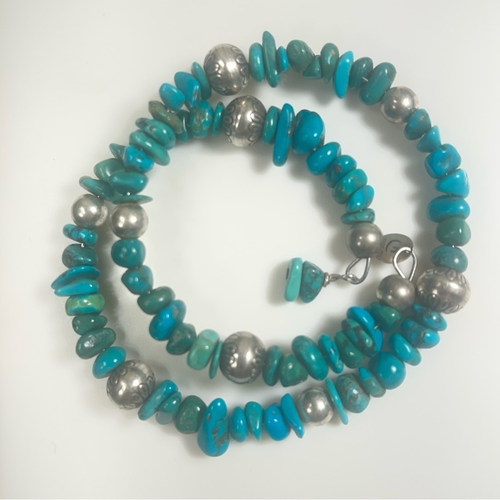 American West Carolyn Pollack Relios Turquoise and Silver Bead Wrap Bracelet - Picture 6 of 10
